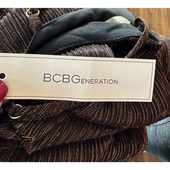 BCBGeneration Women’s Multicolor Metallic Dress Sleeveless Tiered Large NEW $138 - Picture 8 of 10